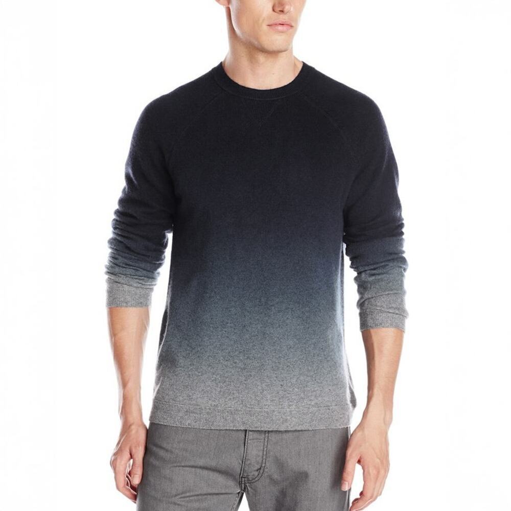 Christopher Fischer Black Gray Cashmere Dip Dye Raglan Sweater Size M